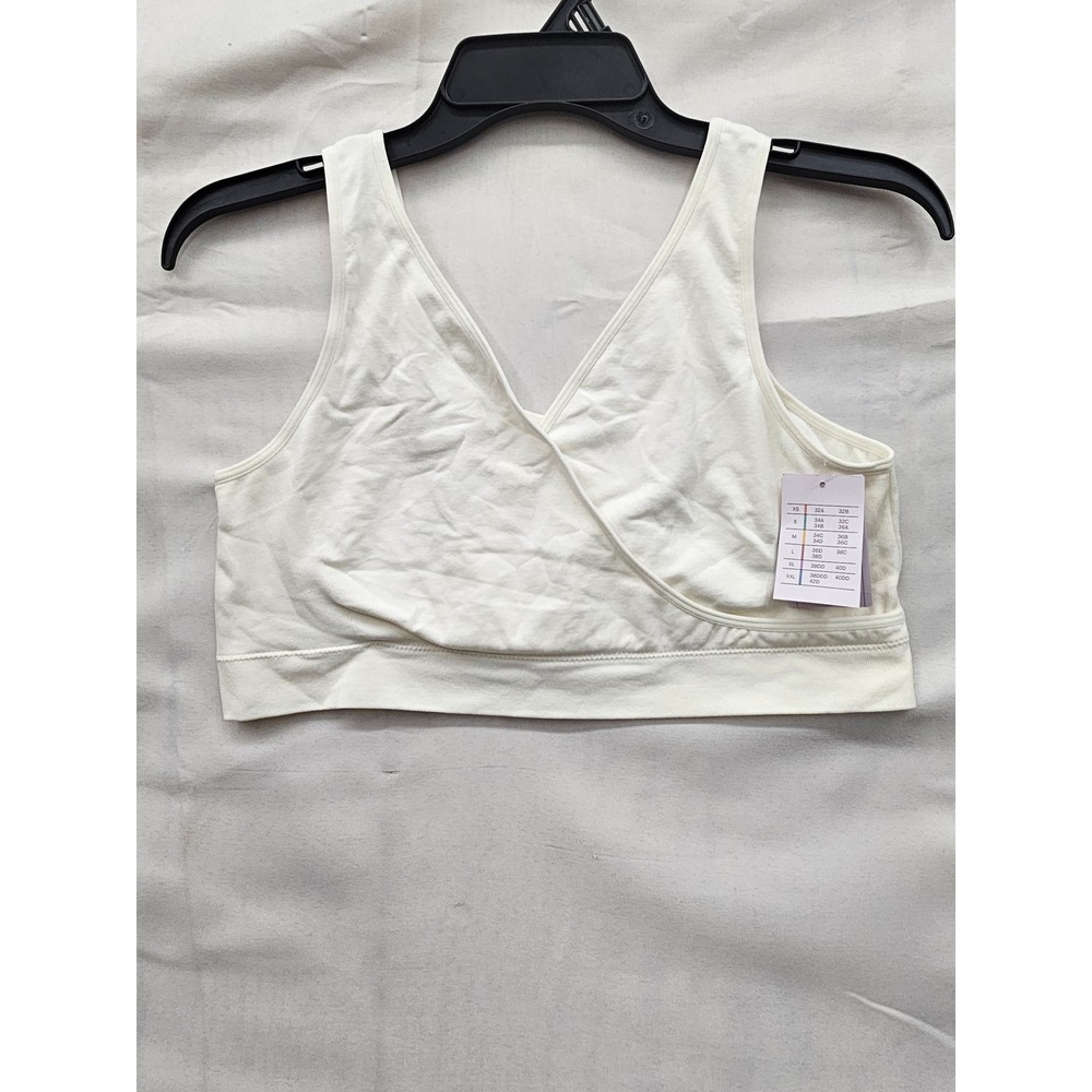 Auden Womens Nursing Unlined Seamless Bra White Nylon Blend Casual Size XL
